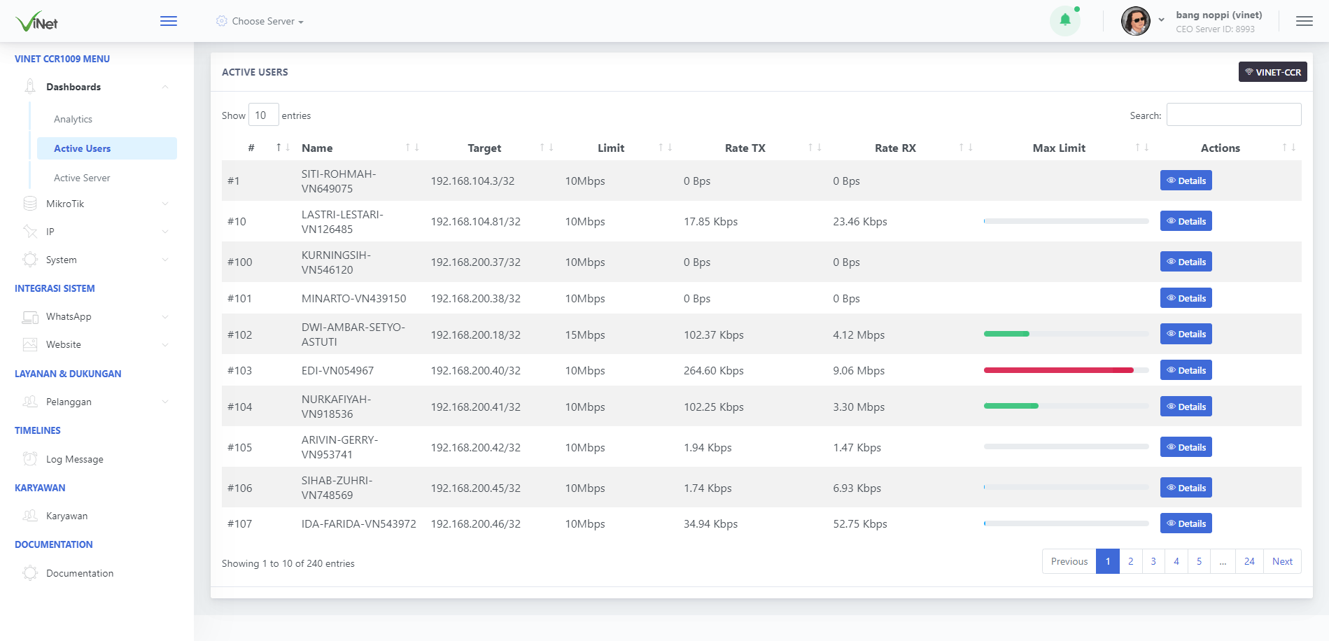 RouterOS API service 